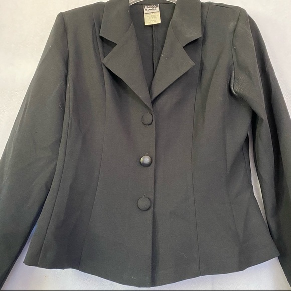 Knapp Studio Black Single Breasted 3-Button Blazer Business Professional Size 7 - Picture 4 of 12